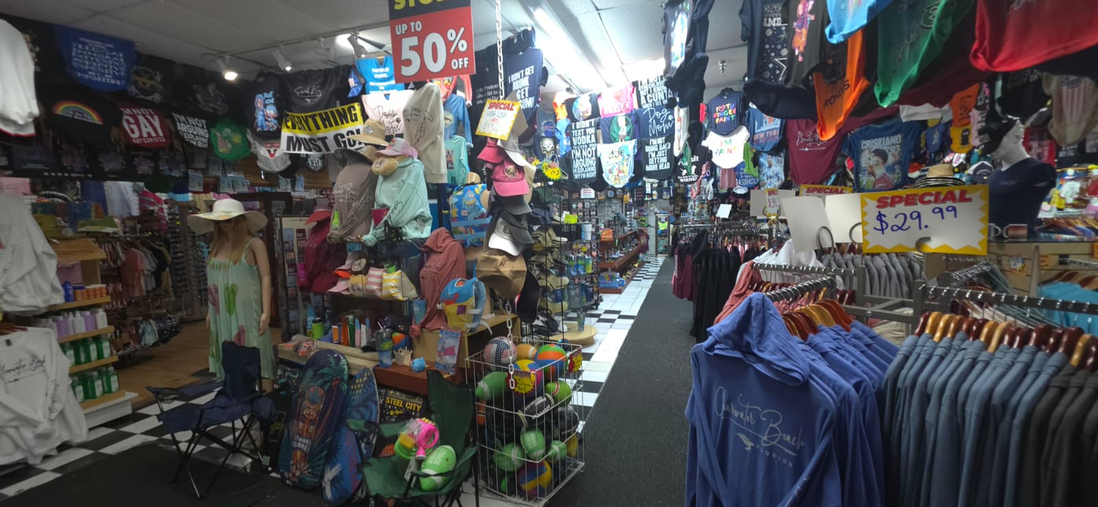 Interior shelves and merchandise inside Merry Mouse
